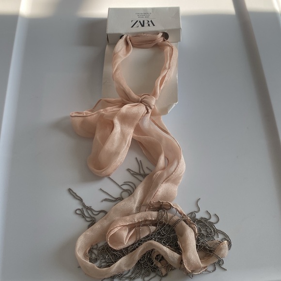 NWT Silk Metal Fringe Scarf - Picture 4 of 11